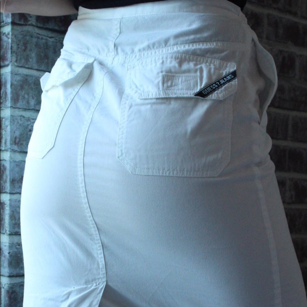 SOLD Vintage White Guess Cargo Style Maxi Skirt